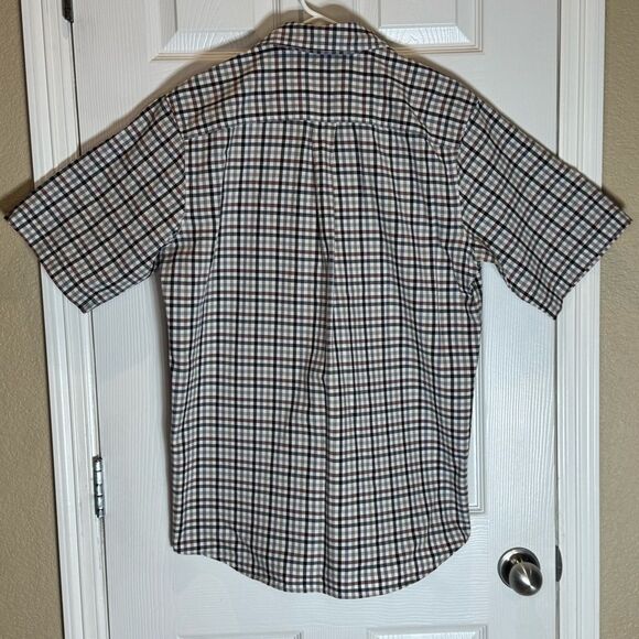 Carhartt Men's Medium Short Sleeve Button Down Relaxed Fit Shirt Blue Red Plaid - Picture 2 of 5